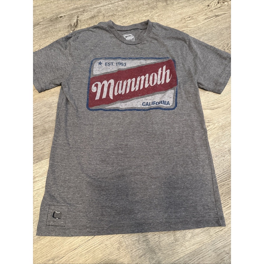 Brew City Mammoth California T-Shirt Mens Medium‎ Gray Bottle Opener Pop Top Tee